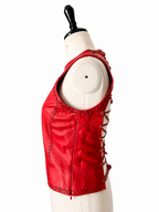 Runway leather lace up red top SS 2002 Gianni Versace