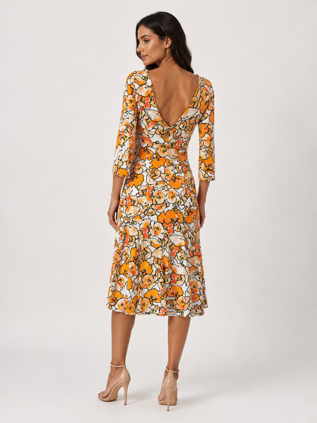 Roberto Cavalli SS 2006 knee-length orange floral dress