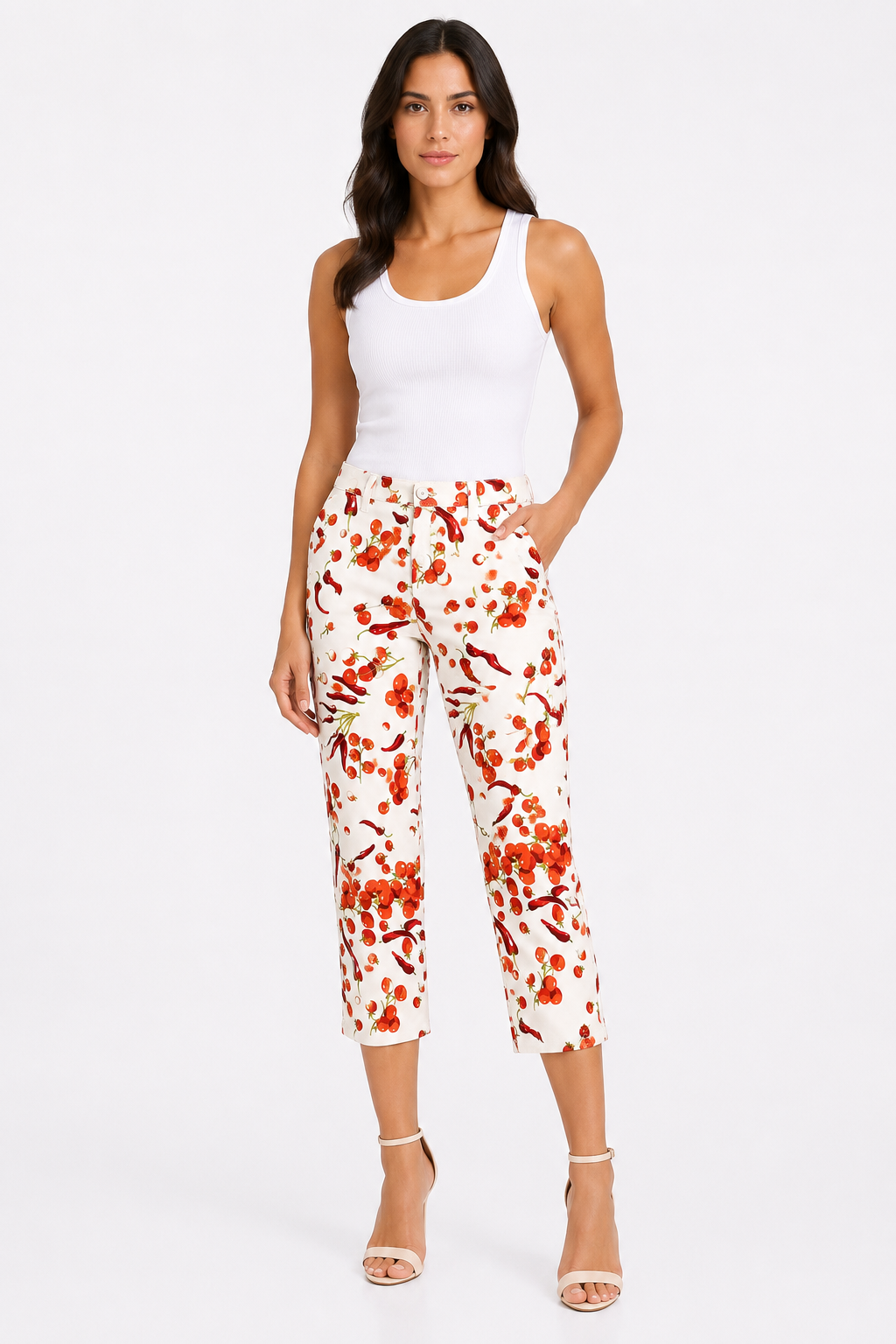 Moschino cherry tomatoes chili print white Pants