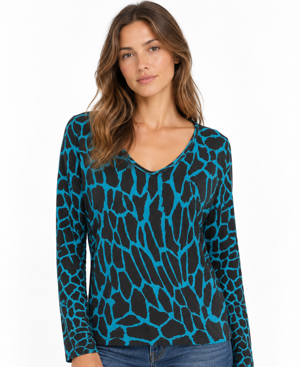 Roberto Cavalli FW 2000 long-sleeved knit t-shirt giraffe