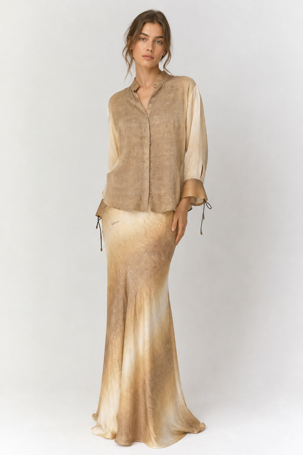 Roberto Cavalli SS 2002 silk set snake print
