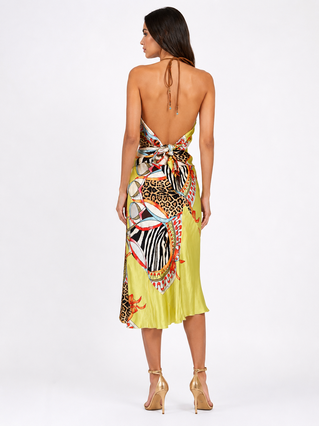 Rare Roberto Cavalli SS 2004 silk yellow zebra pattern set