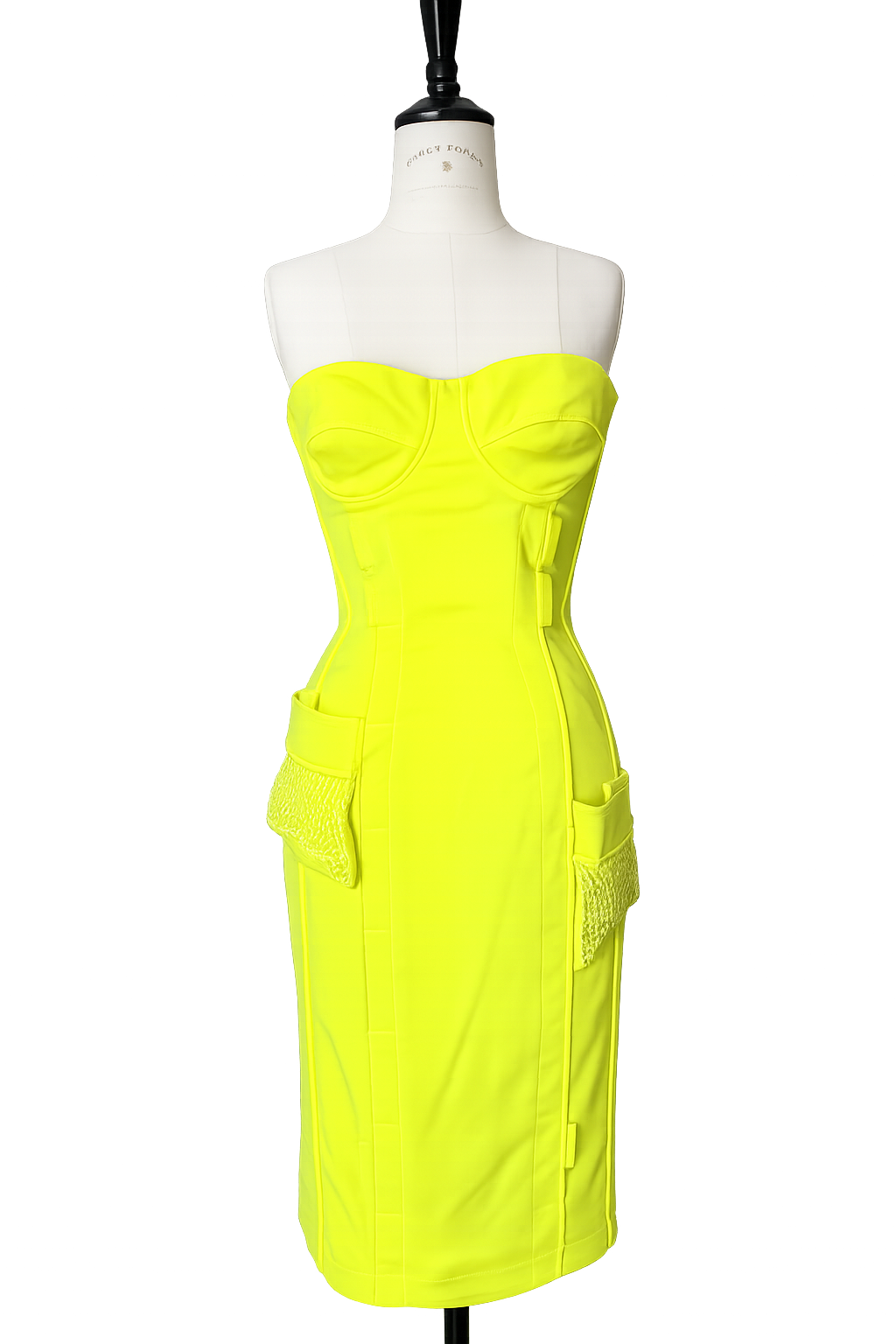 Versace SS 2004 neon mini dress bustier yellow Runway