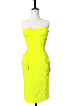 Versace SS 2004 neon mini dress bustier yellow Runway