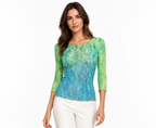 Class Cavalli top 2000s green blue mesh sheer