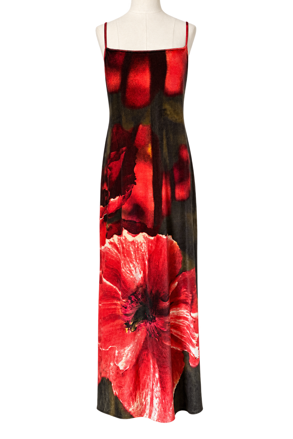 Roberto Cavalli FW 1999 long dress floral print velvet