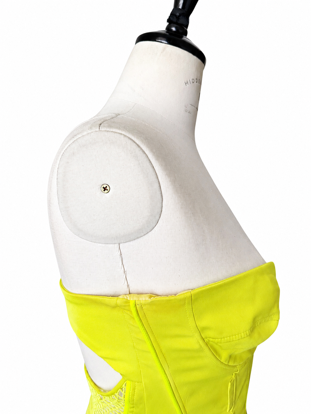 Versace SS 2004 neon mini dress bustier yellow Runway