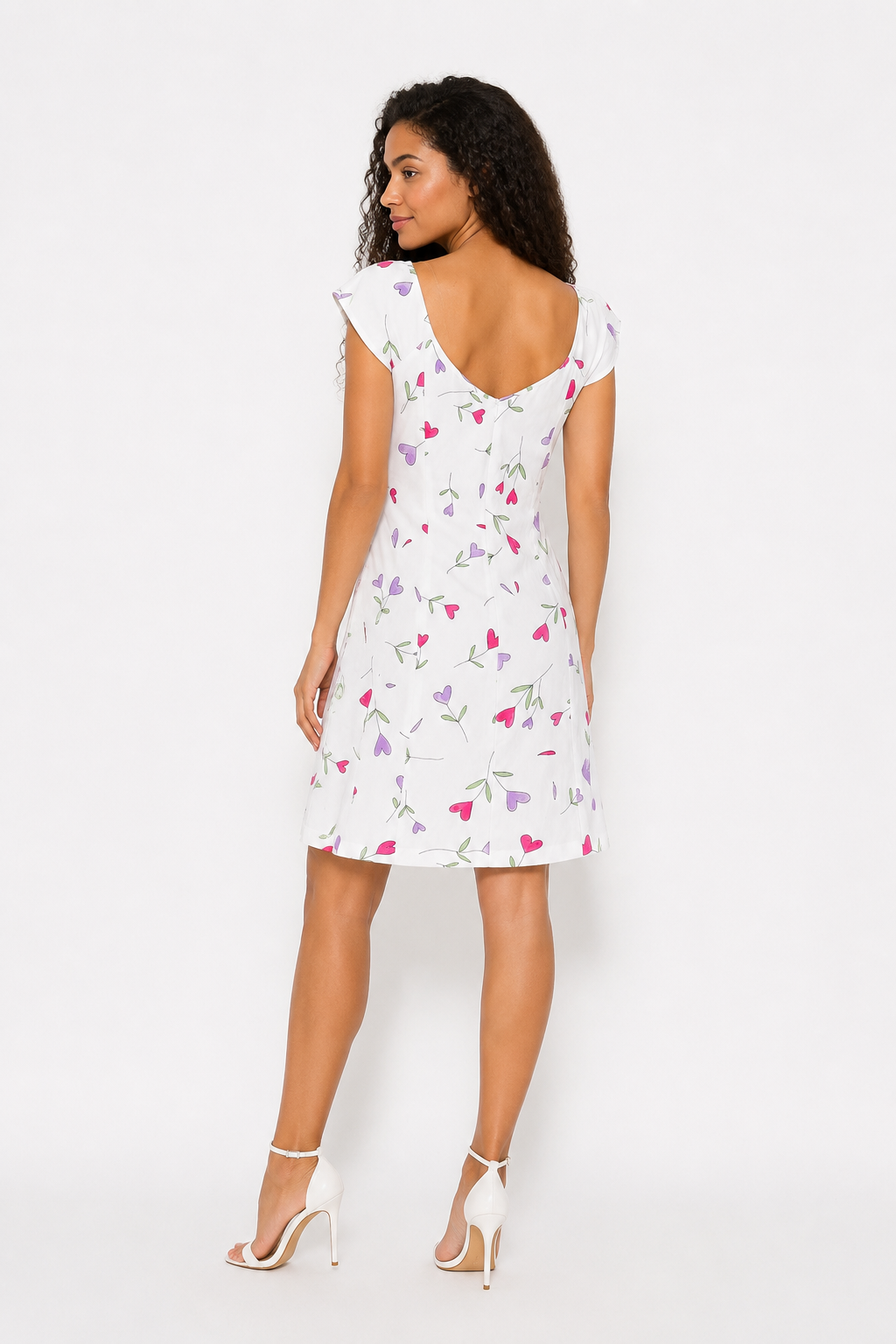 Moschino white dress floral hearts vintage