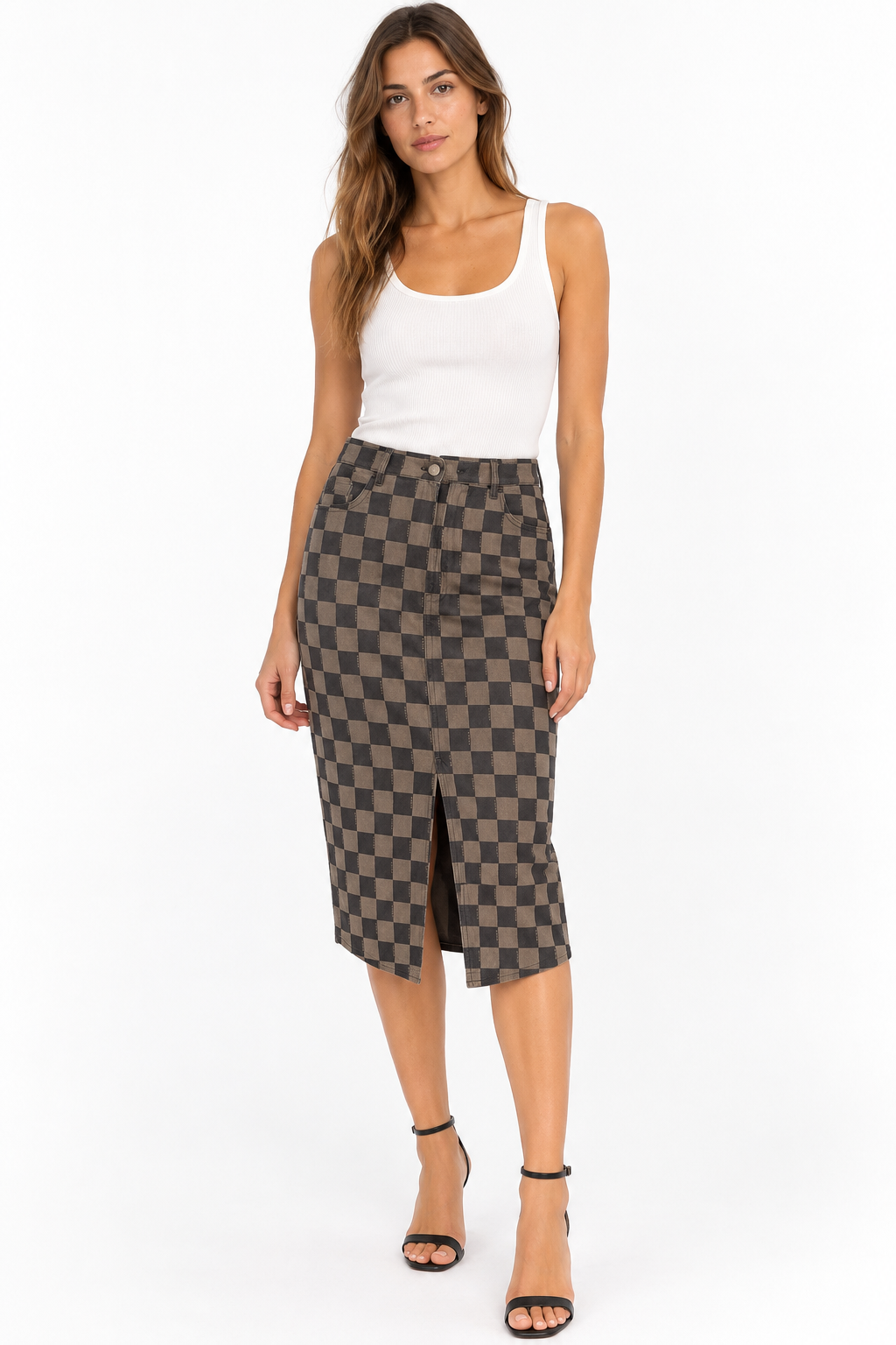Fendi 90s checkerboard zucca knee-length skirt