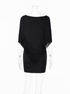 Moschino Cheap and Chic 90s shoulders fringe shawl dress