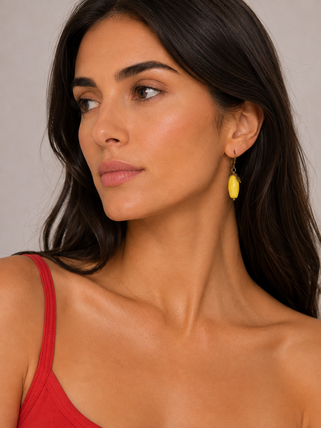 Yellow earrings pendant leaf luck