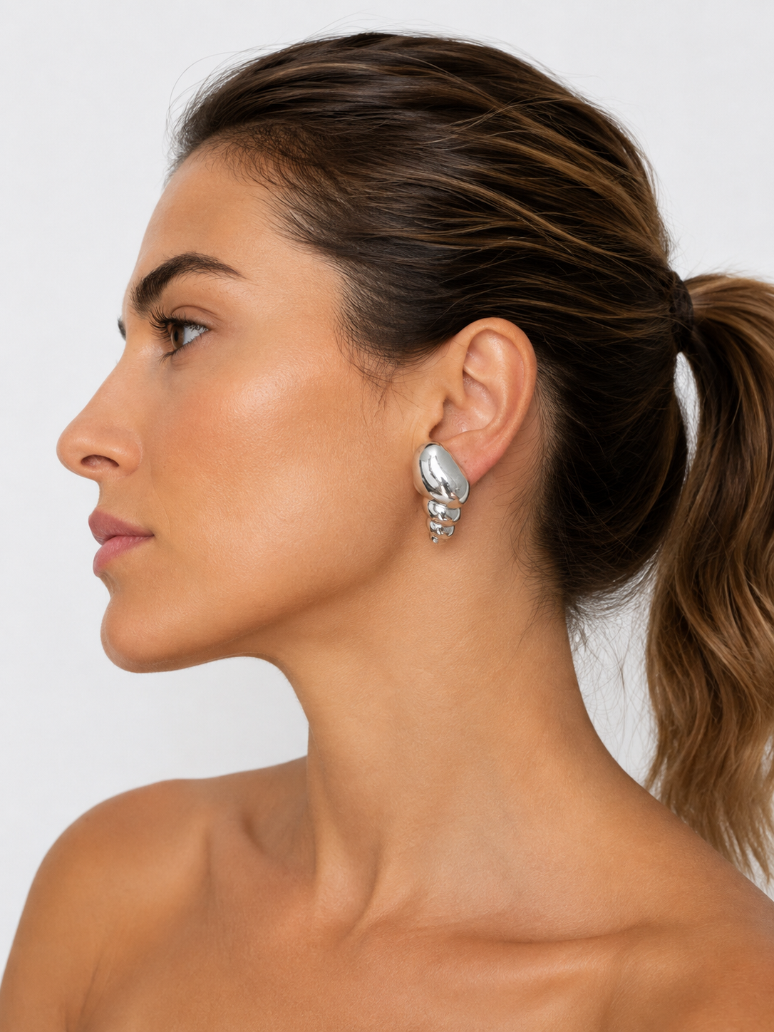 925 silver earrings Mexico vintage shell shape