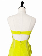 Versace SS 2004 neon mini dress bustier yellow Runway
