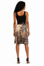 Roberto Cavalli FW2001 leopard silk skirt leather brown belt