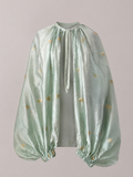 Green gold sari jacket silk 70s