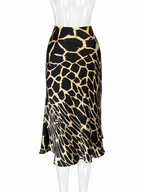 Roberto Cavalli FW 2000 silk giraffe print skirt Runway