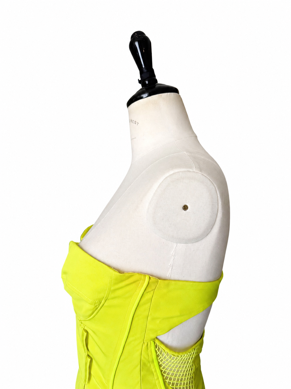Versace SS 2004 neon mini dress bustier yellow Runway