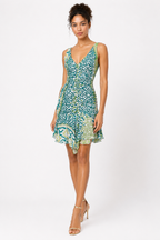 Roberto Cavalli SS 2006 green multicolor mini dress