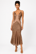 Roberto Cavalli FW 2004 midi bronze gold details