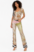 Roberto Cavalli SS 2004 zebra floral multicolored jeans