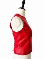 Runway leather lace up red top SS 2002 Gianni Versace