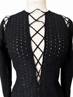 Rare Gianni Versace SS 2002 black lace-up dress