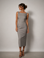 Dolce & Gabbana silver midi dress