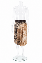 Roberto Cavalli FW2001 leopard silk skirt leather brown belt