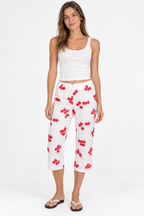 Moschino cherry print white pants 2000s