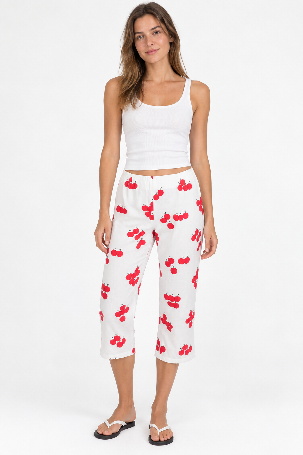 Moschino cherry print white pants 2000s