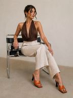 Sandals orange leather vintage