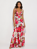 Rare Roberto Cavalli SS 2006 red floral print maxi dress