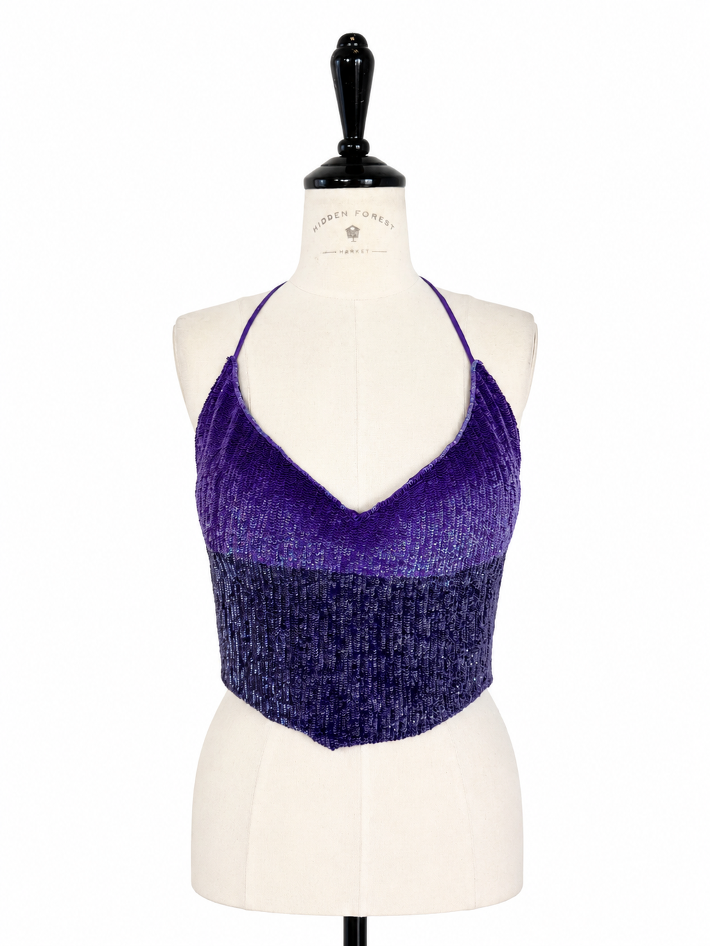 Gianfranco Ferrè purple sequin bare back top 90s