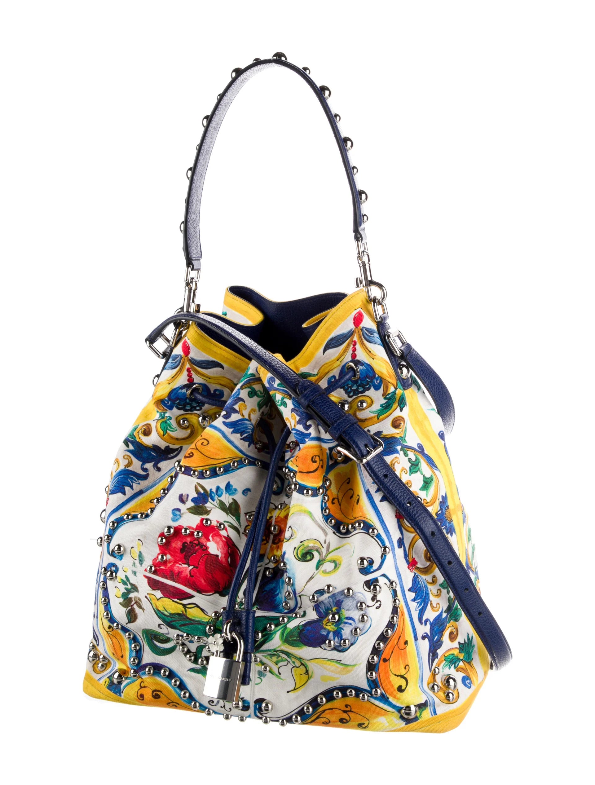 Dolce & Gabbana SS 2017 maiolica bucket bag canvas