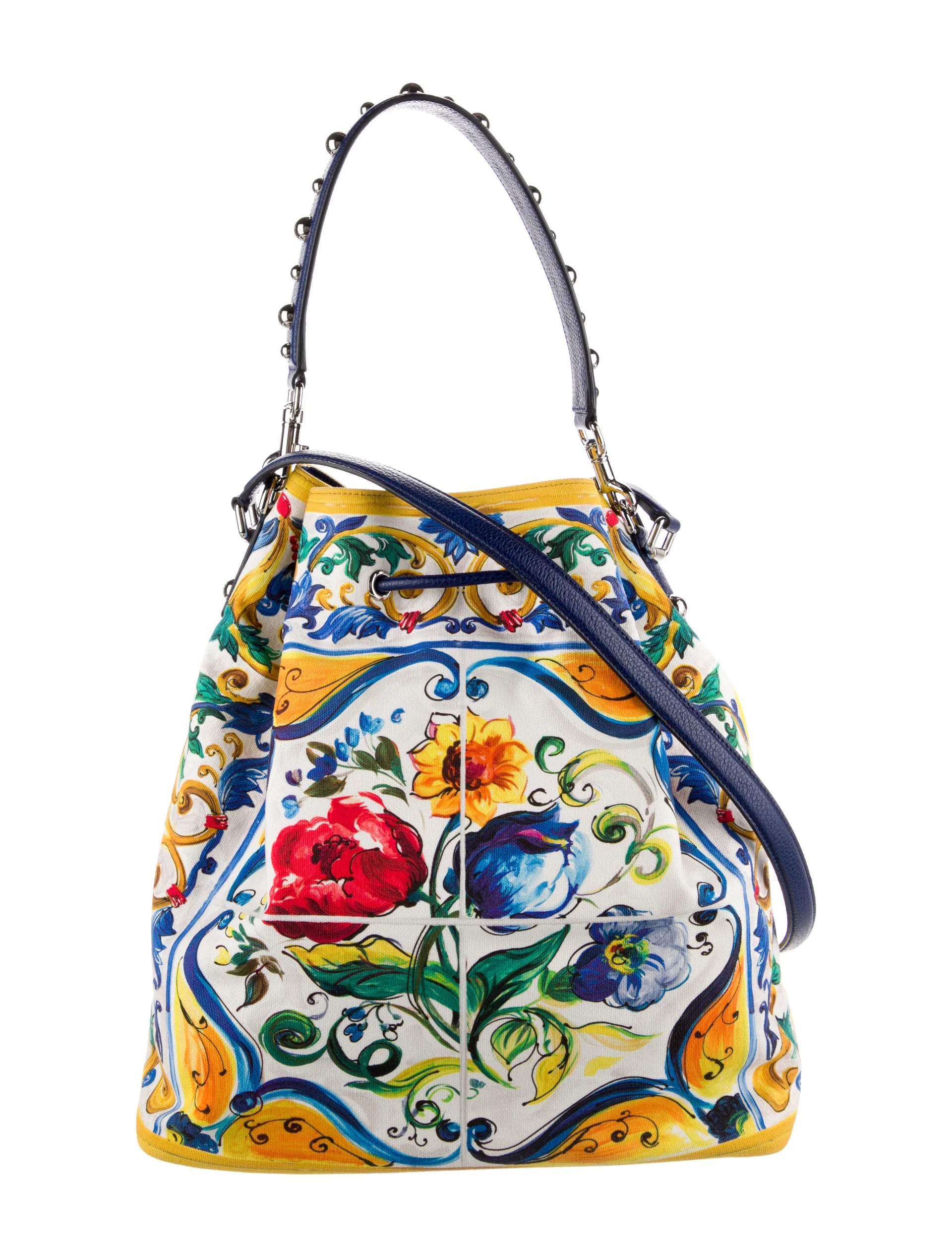 Dolce & Gabbana SS 2017 maiolica bucket bag canvas