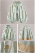 Green gold sari jacket silk 70s