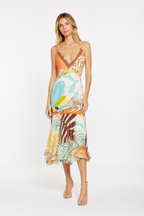 Class Cavalli multicolor silk mid-length dress