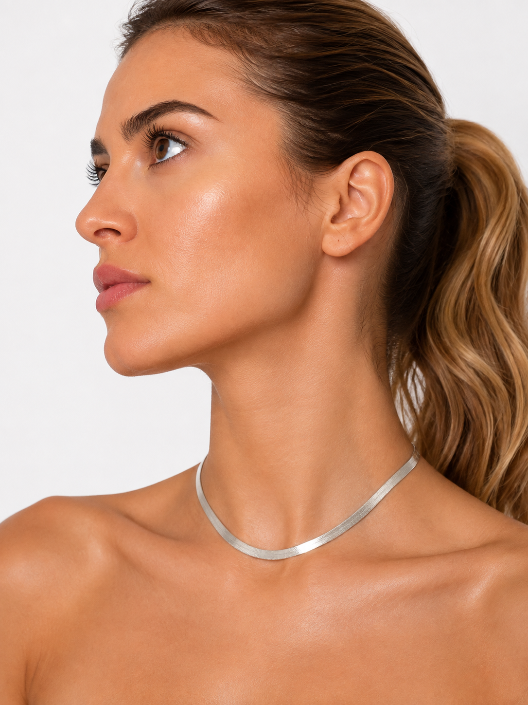 Vintage 90s necklace herringbone 925 silver