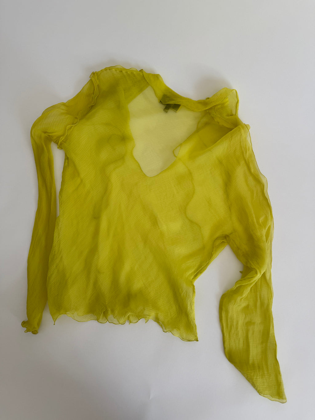 Rare Fendi SS 2000 Runway silk yellow chiffon blouse
