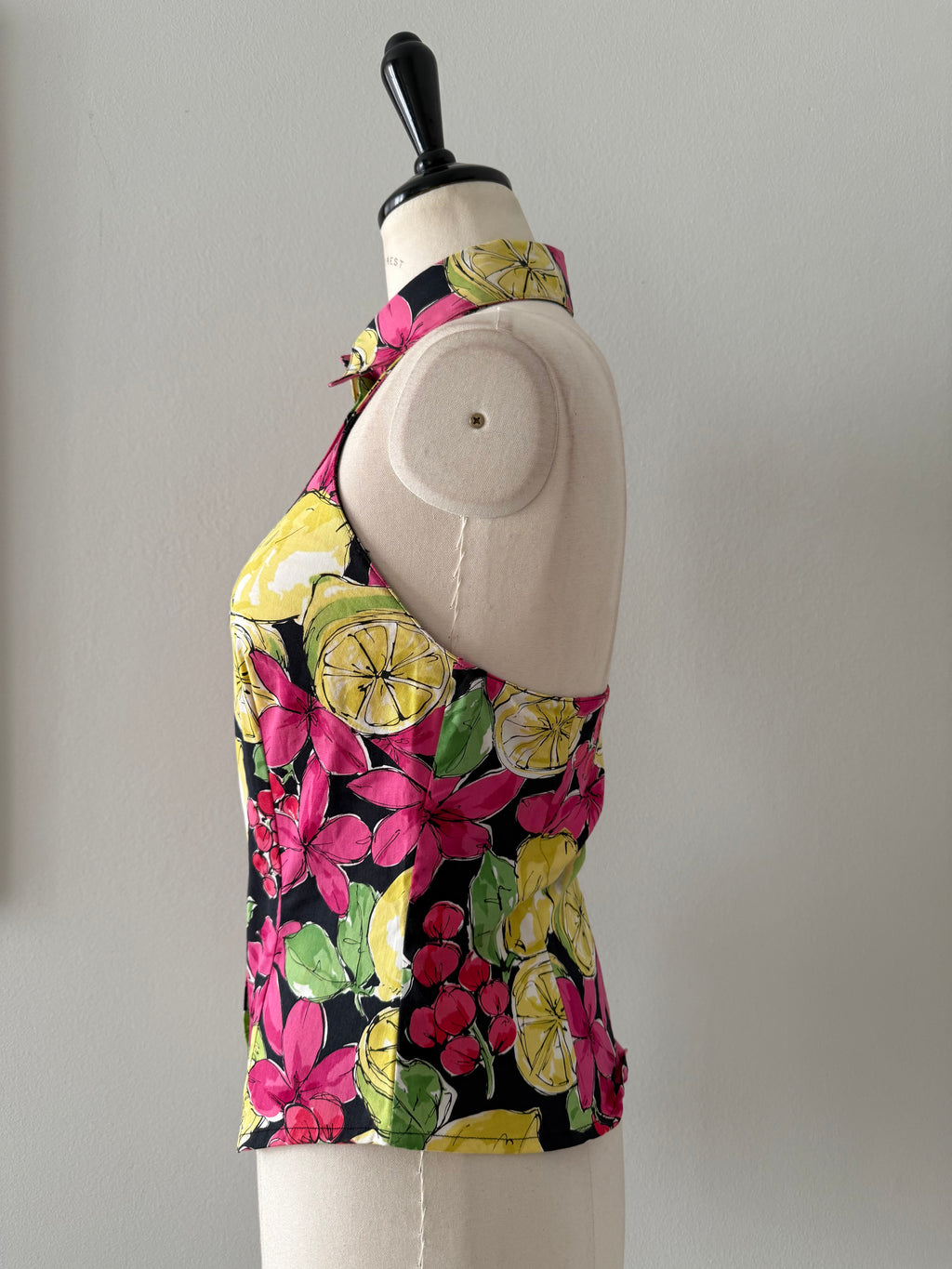 Blumarine open back lemon print top vintage