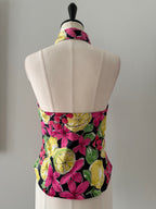 Blumarine open back lemon print top vintage