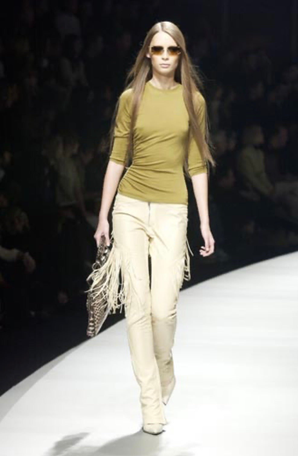 Rare Versace FW 2003 set Runway look fringe pants