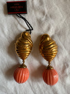Valentino clip pendant coral peach earrings 90s