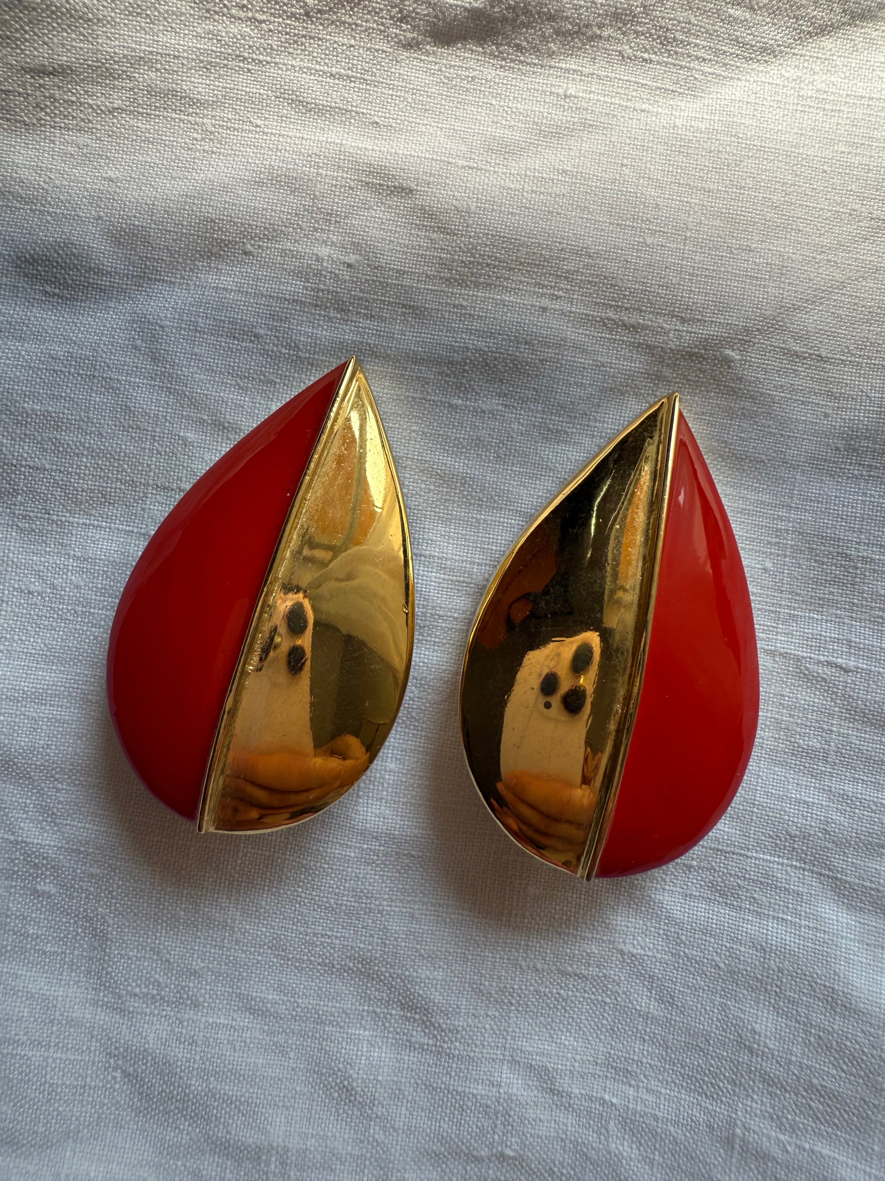 Valentino drop clip earrings bicolor 90s