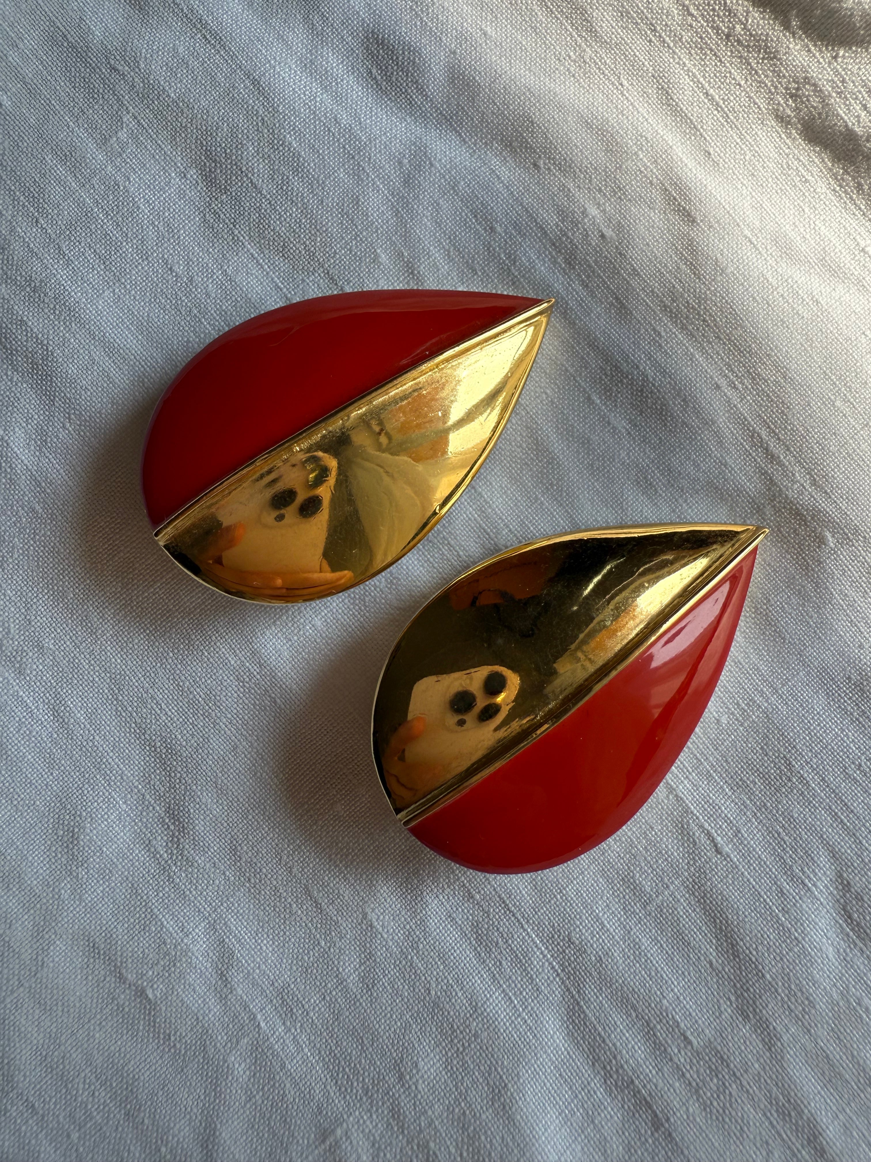 Valentino drop clip earrings bicolor 90s