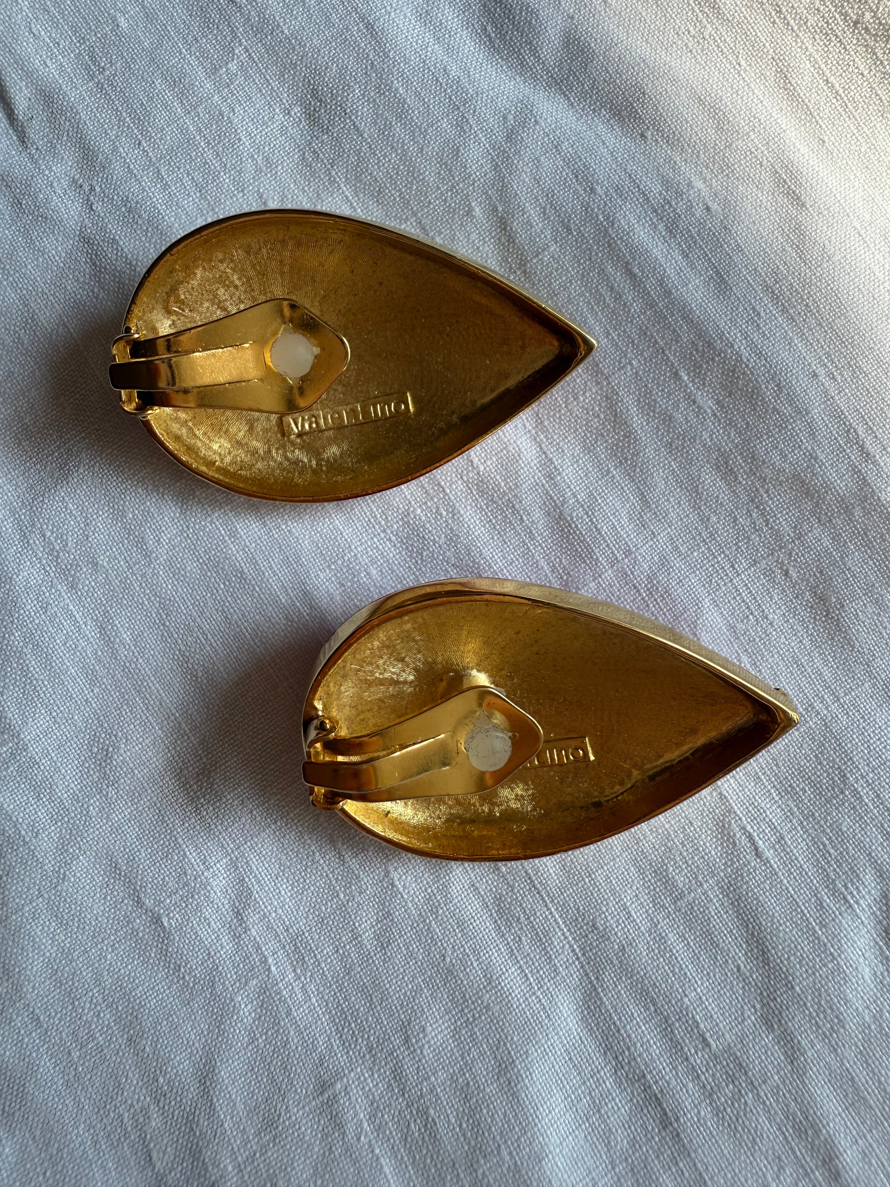 Valentino drop clip earrings bicolor 90s