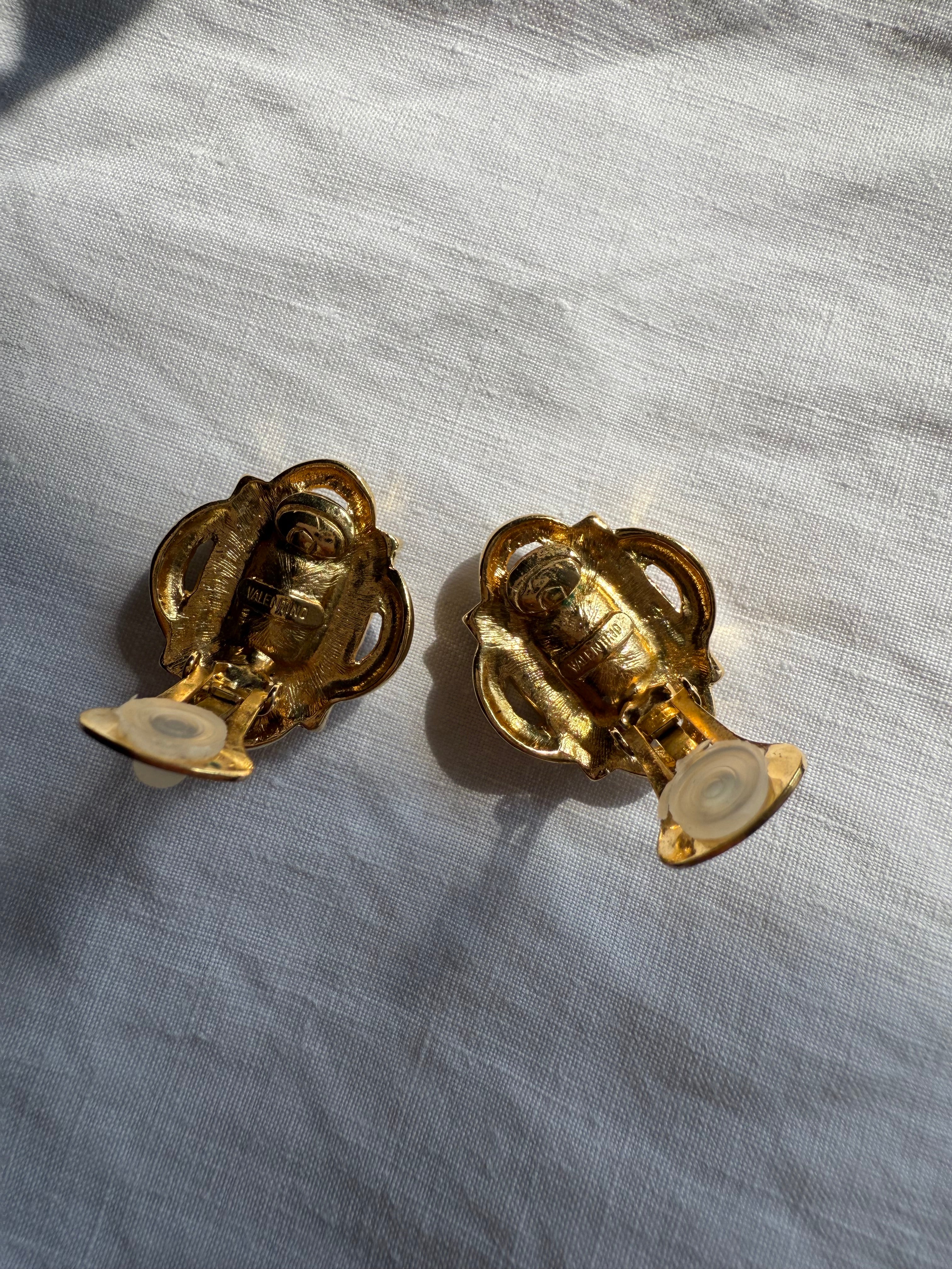 Valentino gold clip earrings 90s