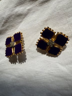 Valentino purple gold clip earrings 90s