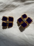 Valentino purple gold clip earrings 90s