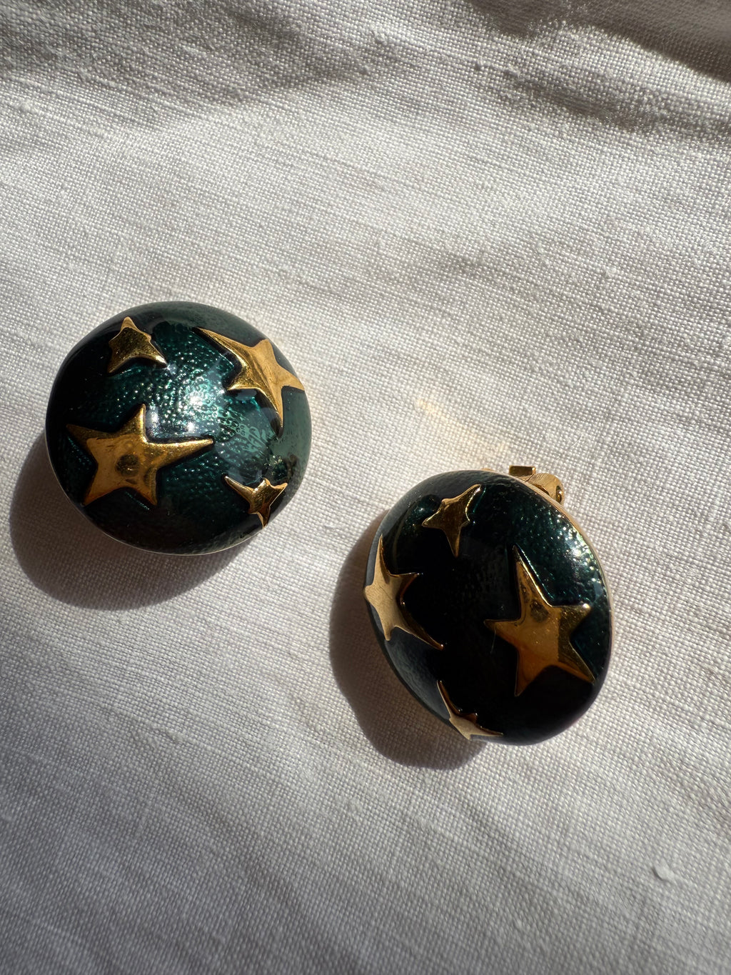 Valentino gold stars green earrings 90s